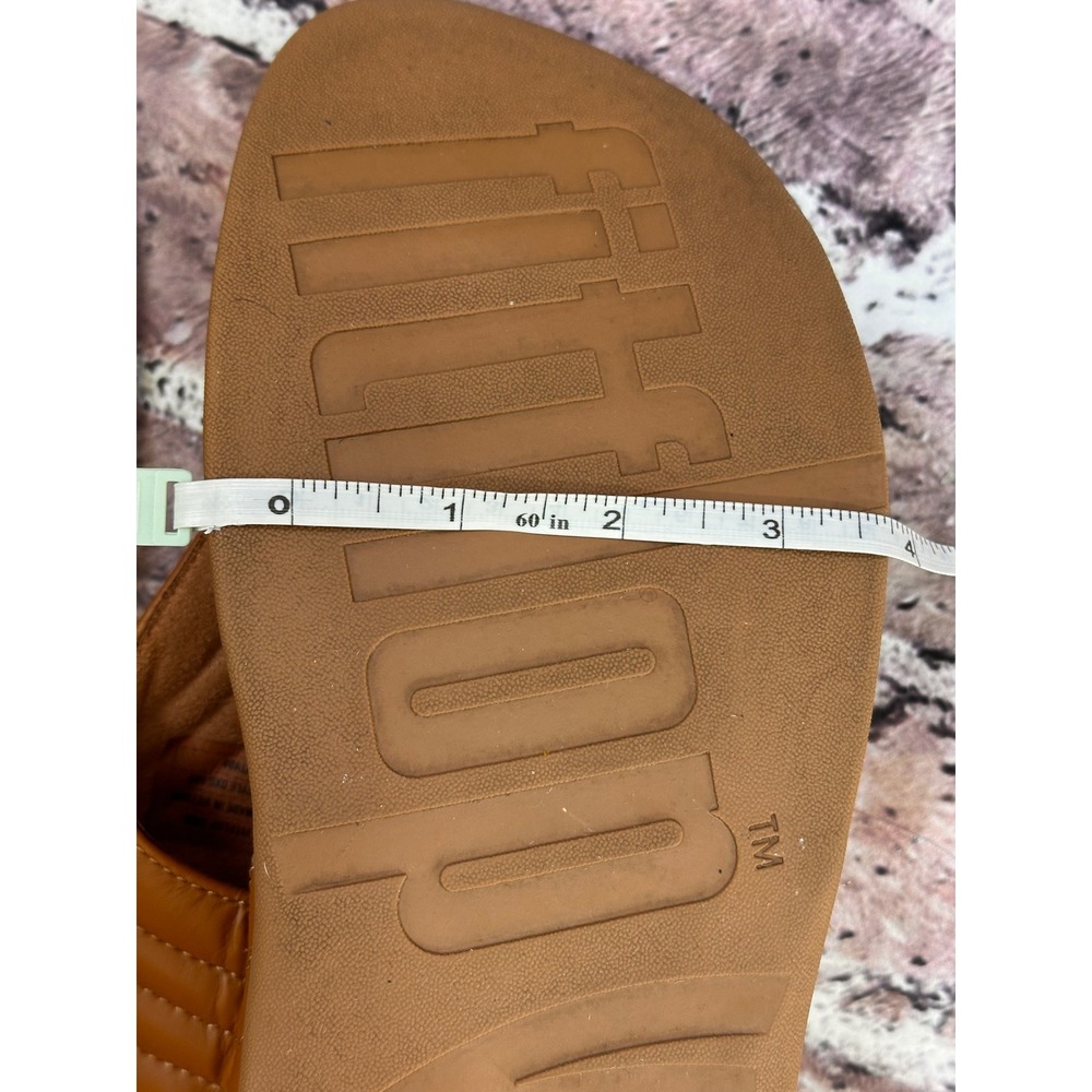 FitFlop Lulu Chevron Leather Toe-Post Sandals Tan Brown DX5-582 Womens 10 - Picture 14 of 16